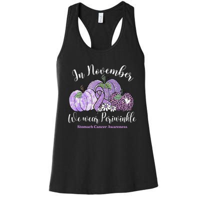 November We Wear Periwinkle Leopard Pumpkin Stomach Cancer  Women's Racerback Tank