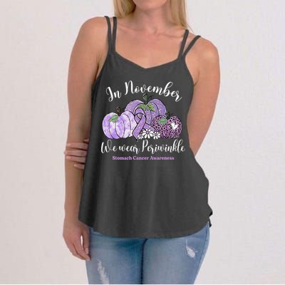 November We Wear Periwinkle Leopard Pumpkin Stomach Cancer  Women's Strappy Tank