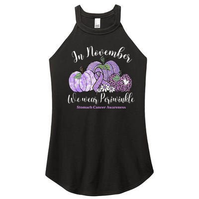 November We Wear Periwinkle Leopard Pumpkin Stomach Cancer  Women's Perfect Tri Rocker Tank