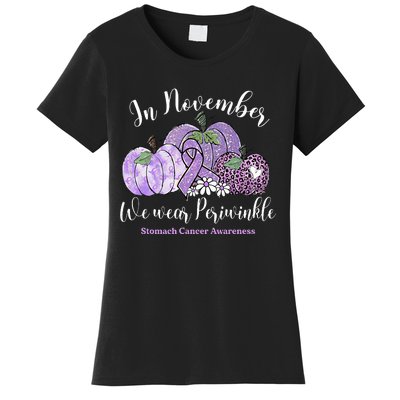 November We Wear Periwinkle Leopard Pumpkin Stomach Cancer  Women's T-Shirt