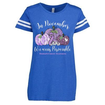 November We Wear Periwinkle Leopard Pumpkin Stomach Cancer  Enza Ladies Jersey Football T-Shirt