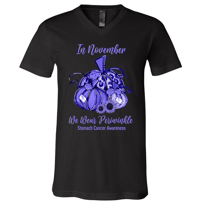 November we wear periwinkle pumpkin stomach cancer awareness V-Neck T-Shirt