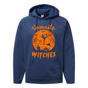 Namaste Witches Yoga Meditation Halloween Broomstick Witch Funny Gift Performance Fleece Hoodie