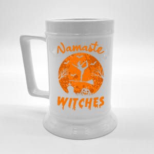 Namaste Witches Yoga Meditation Halloween Broomstick Witch Funny Gift Beer Stein