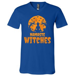 Namaste Witches Yoga Instructor Funny Halloween Yoga Gift V-Neck T-Shirt