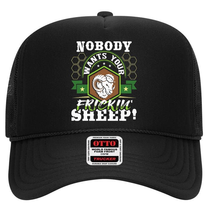 Nobody Wants Your Sheep Funny Tabletop Game Board Gaming High Crown Mesh Back Trucker Hat