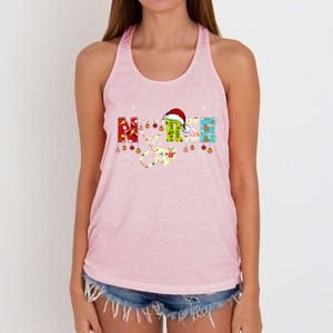 Nurse Xmas Gift With Santa Claus Elf Reindeer With Hat Meaningful Gift Women's Knotted Racerback Tank