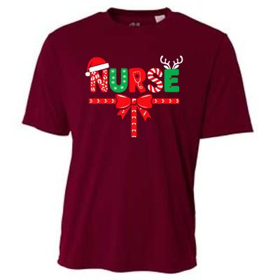 Nurse Xmas Rn Lpn Cna Women Christmas Cooling Performance Crew T-Shirt