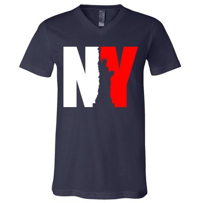 NY - New York Statue Of Liberty Die Cut V-Neck T-Shirt