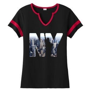 NY Statue Of Liberty Ladies Halftime Notch Neck Tee