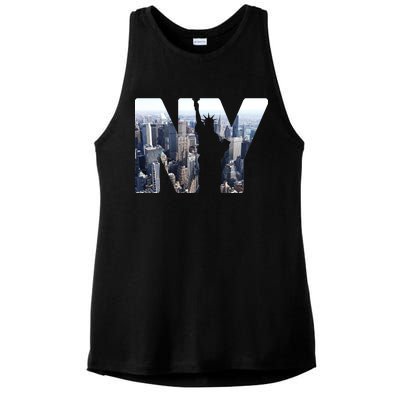 NY Statue Of Liberty Ladies PosiCharge Tri-Blend Wicking Tank