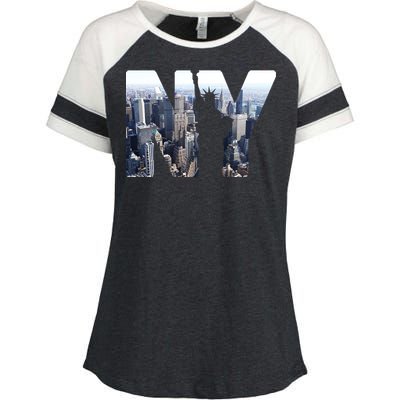 NY Statue Of Liberty Enza Ladies Jersey Colorblock Tee