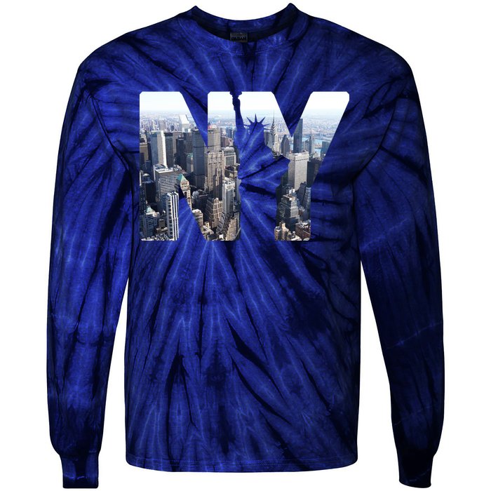 NY Statue Of Liberty Tie-Dye Long Sleeve Shirt