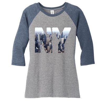 NY Statue Of Liberty Women's Tri-Blend 3/4-Sleeve Raglan Shirt