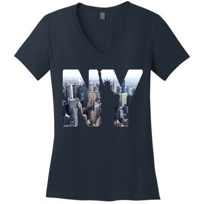 NY Statue Of Liberty Women's V-Neck T-Shirt