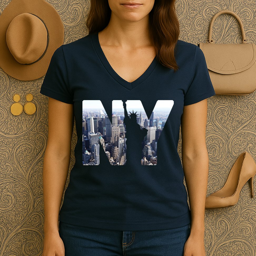 NY Statue Of Liberty Women's V-Neck T-Shirt