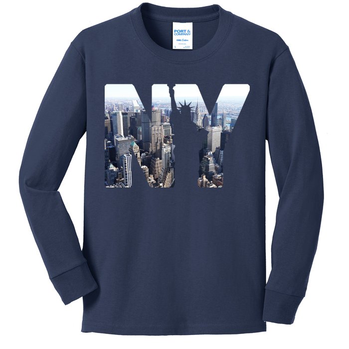 NY Statue Of Liberty Kids Long Sleeve Shirt