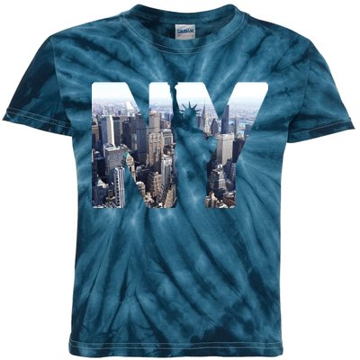 NY Statue Of Liberty Kids Tie-Dye T-Shirt