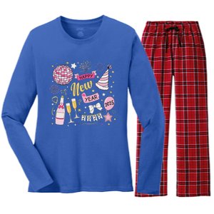 New Year 2025 Happy New Years Eve Day Family Matching Women's Long Sleeve Flannel Pajama Set 