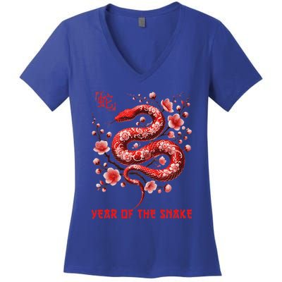 New Year 2025 Year Of The Snake Zodiac Sign Women's V-Neck T-Shirt