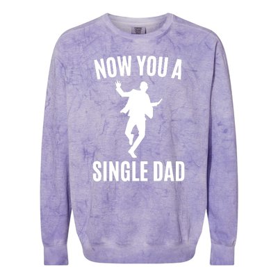 Now You A Single Dad Colorblast Crewneck Sweatshirt