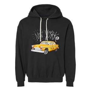 New York Big Apple Yellow Cab Taxi Garment-Dyed Fleece Hoodie