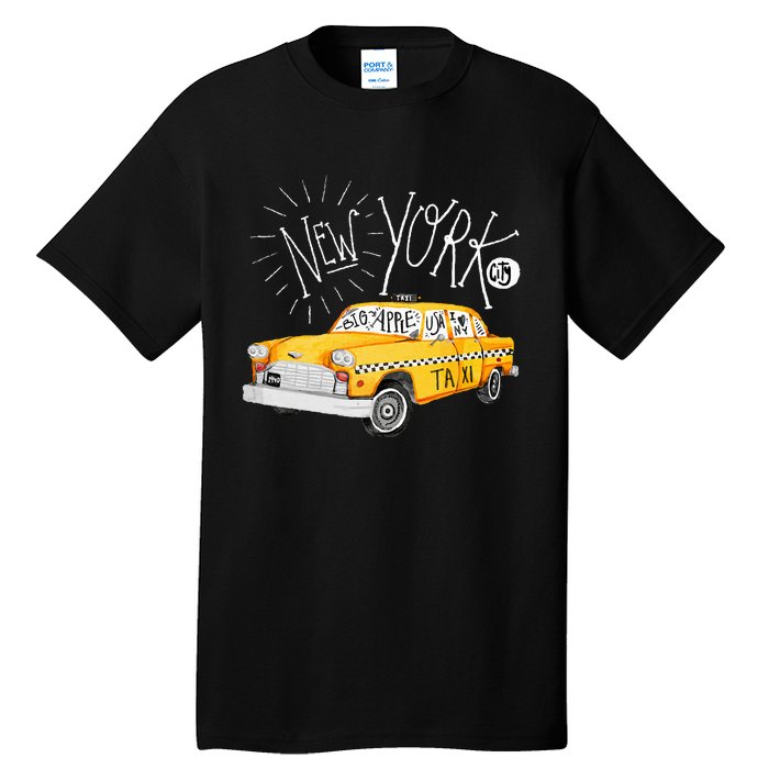 New York Big Apple Yellow Cab Taxi Tall T-Shirt