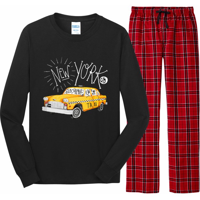 New York Big Apple Yellow Cab Taxi Long Sleeve Pajama Set