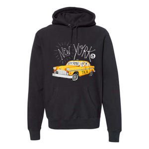 New York Big Apple Yellow Cab Taxi Premium Hoodie