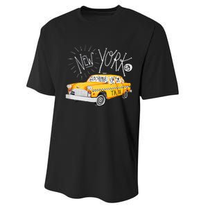 New York Big Apple Yellow Cab Taxi Performance Sprint T-Shirt