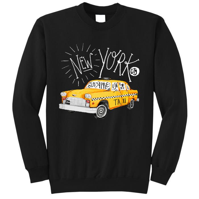 New York Big Apple Yellow Cab Taxi Tall Sweatshirt