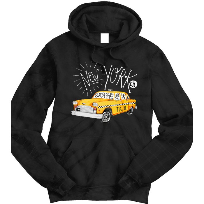 New York Big Apple Yellow Cab Taxi Tie Dye Hoodie