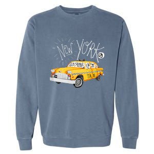 New York Big Apple Yellow Cab Taxi Garment-Dyed Sweatshirt