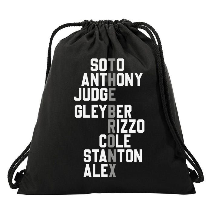 New York Baseball Player Name Drawstring Bag