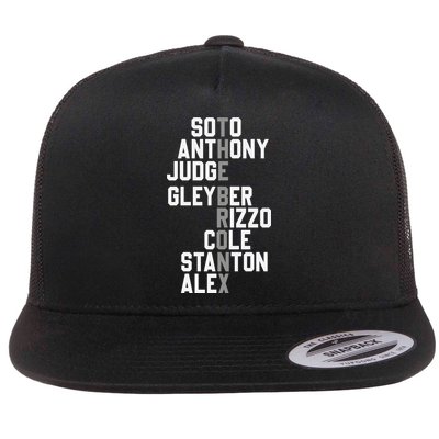 New York Baseball Player Name Flat Bill Trucker Hat