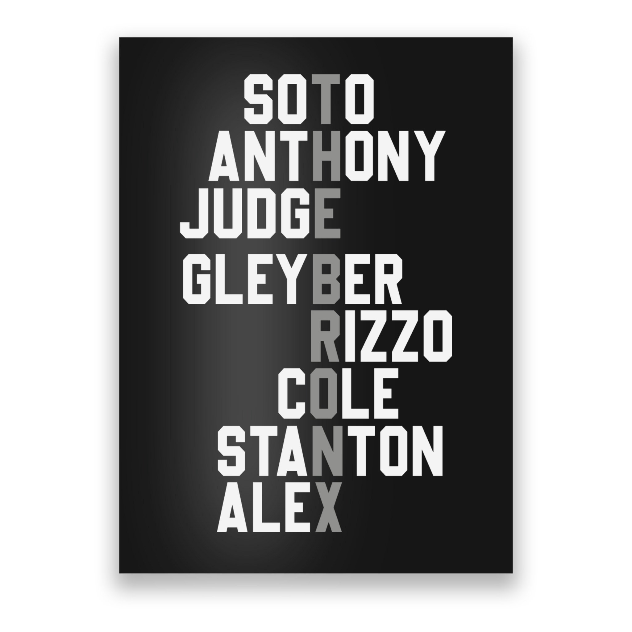 New York Baseball Player Name Poster