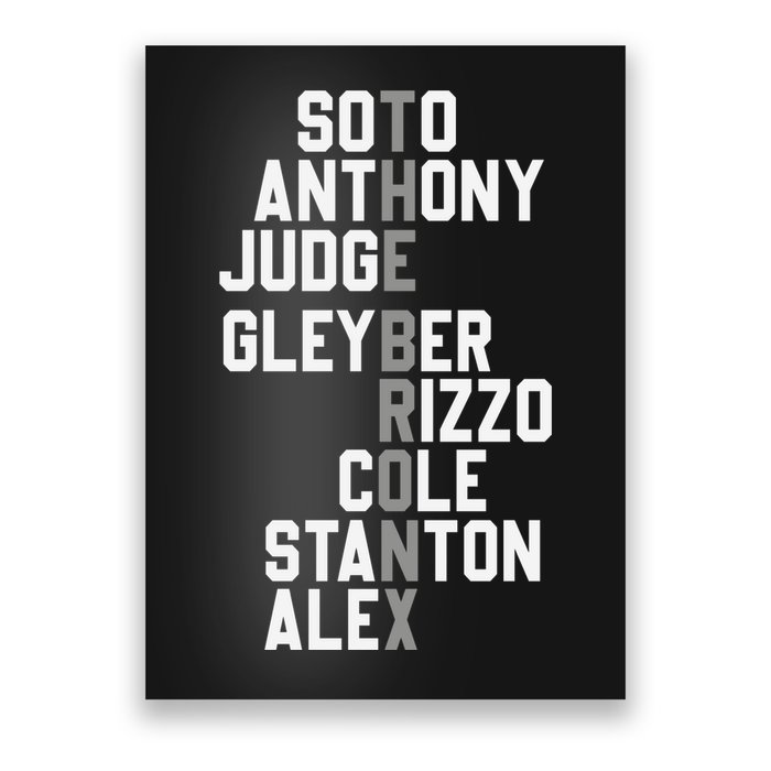 New York Baseball Player Name Poster