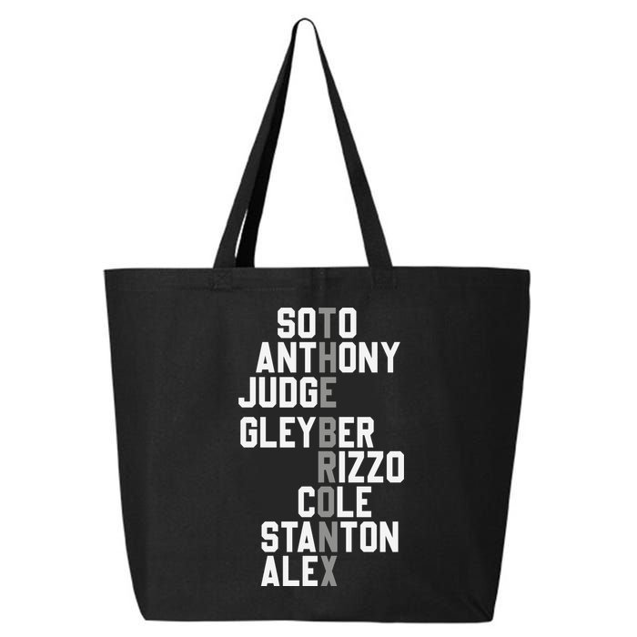 New York Baseball Player Name 25L Jumbo Tote