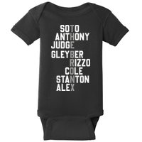 New York Baseball Player Name Baby Bodysuit