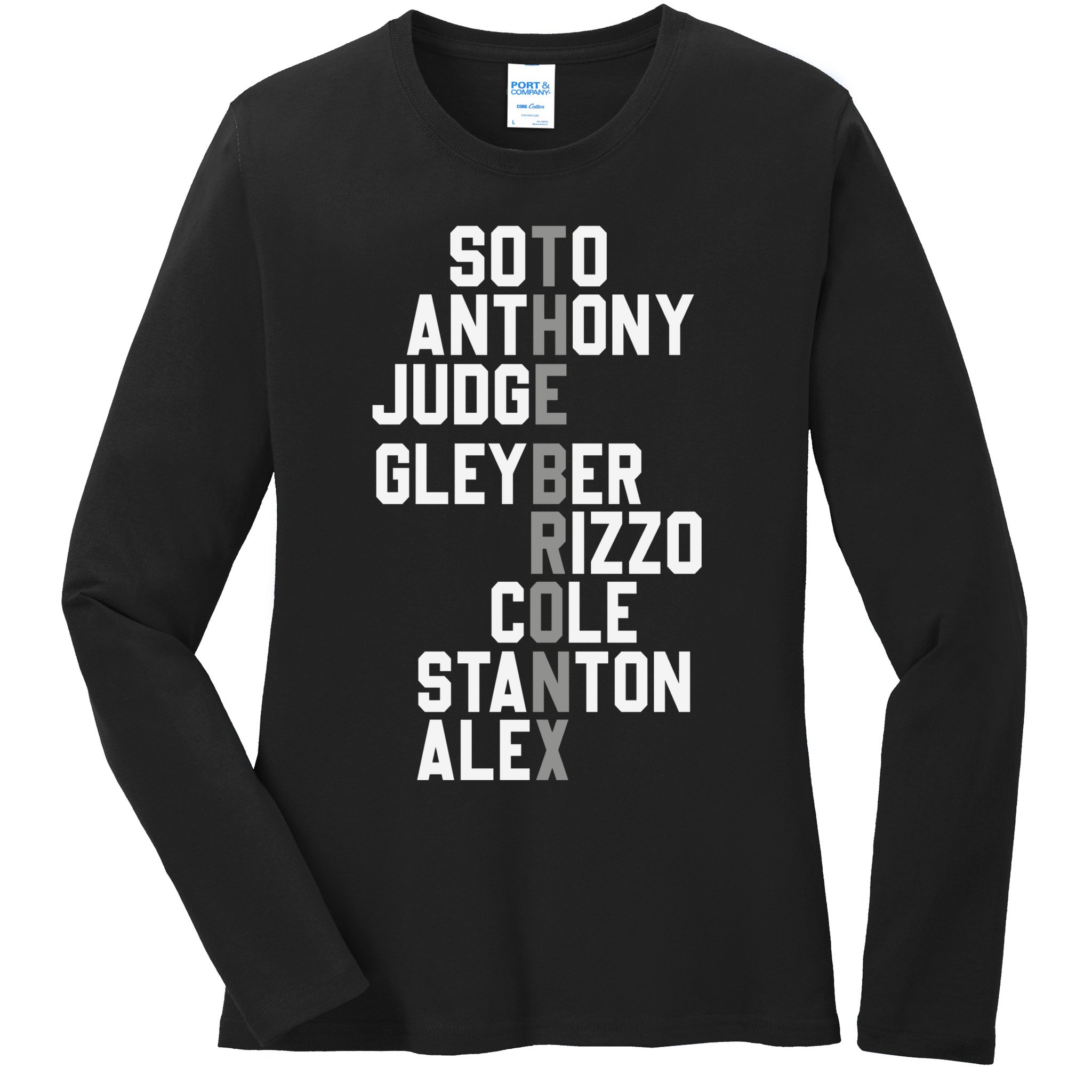 New York Baseball Player Name Ladies Long Sleeve Shirt