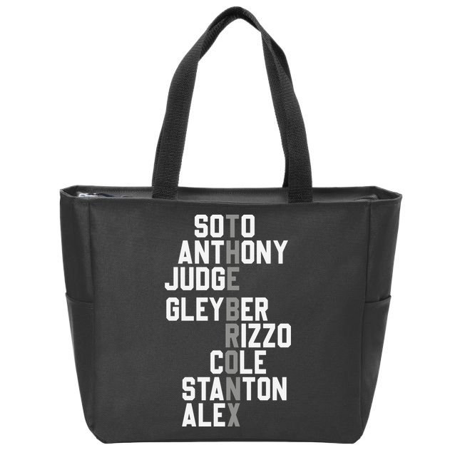 New York Baseball Player Name Zip Tote Bag
