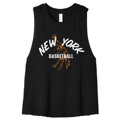 New York Basketball Jersey Women's Racerback Cropped Tank