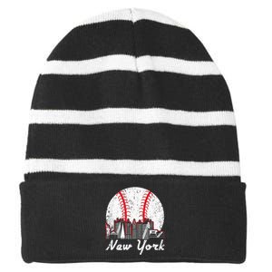 New York Baseball NY Striped Beanie with Solid Band