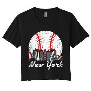 New York Baseball NY Women's Crop Top Tee