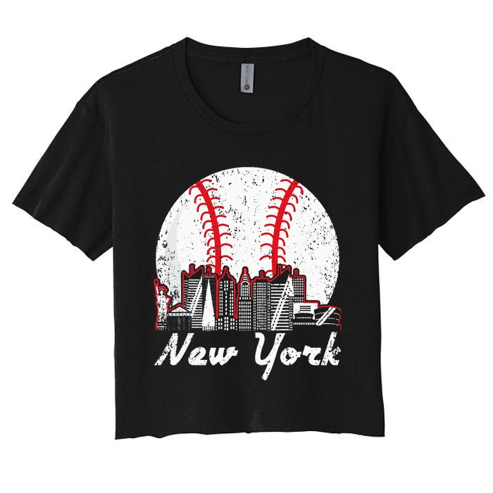 New York Baseball NY Women's Crop Top Tee