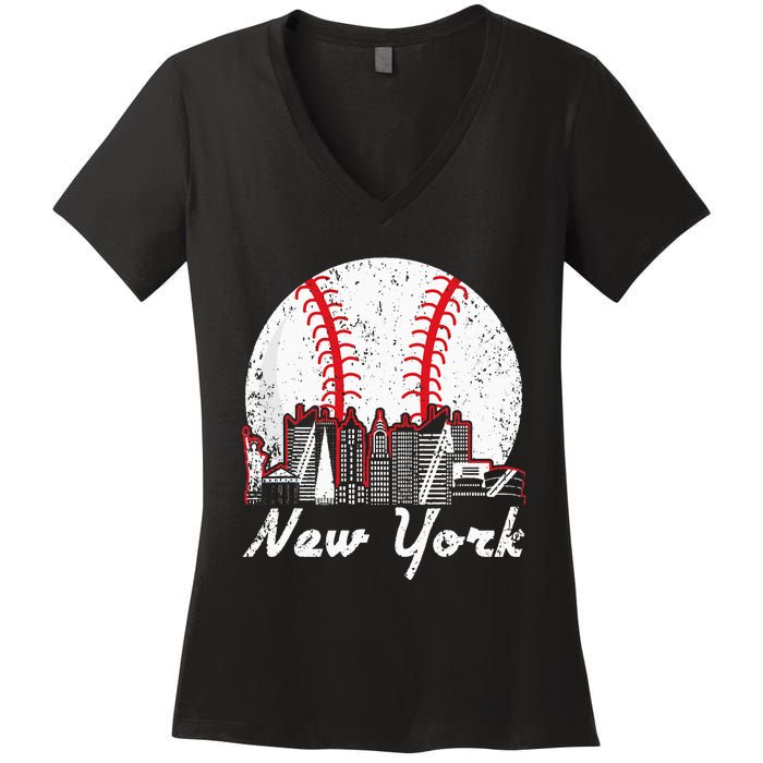 New York Baseball NY Women's V-Neck T-Shirt