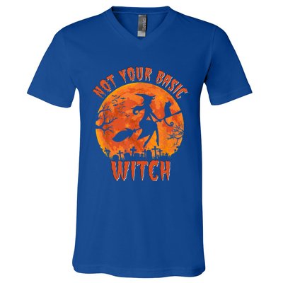 Not Your Basic Witch Funny Halloween Costume Gift V-Neck T-Shirt