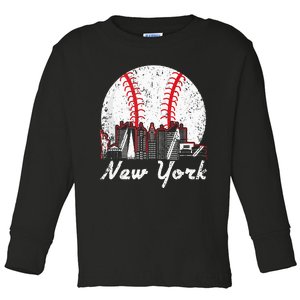 New York Baseball NY Toddler Long Sleeve Shirt