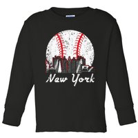 New York Baseball NY Toddler Long Sleeve Shirt