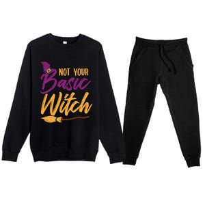 Not Your Basic Witch Funny Halloween Costume Gift Premium Crewneck Sweatsuit Set